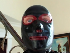 Gimp in leather ready to fuck his master how on earth she wants